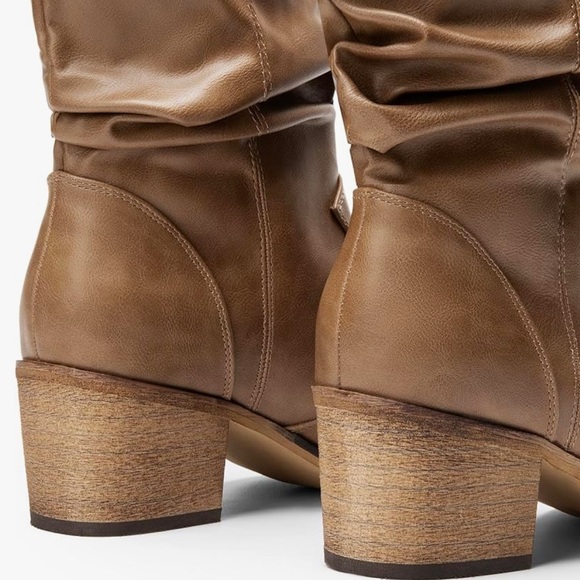 DREAM PAIRS Women's Modern Western Cowboy Boots, Mid Calf Round toe Chunky Heel - Picture 5 of 5